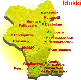 idukki tourist places map